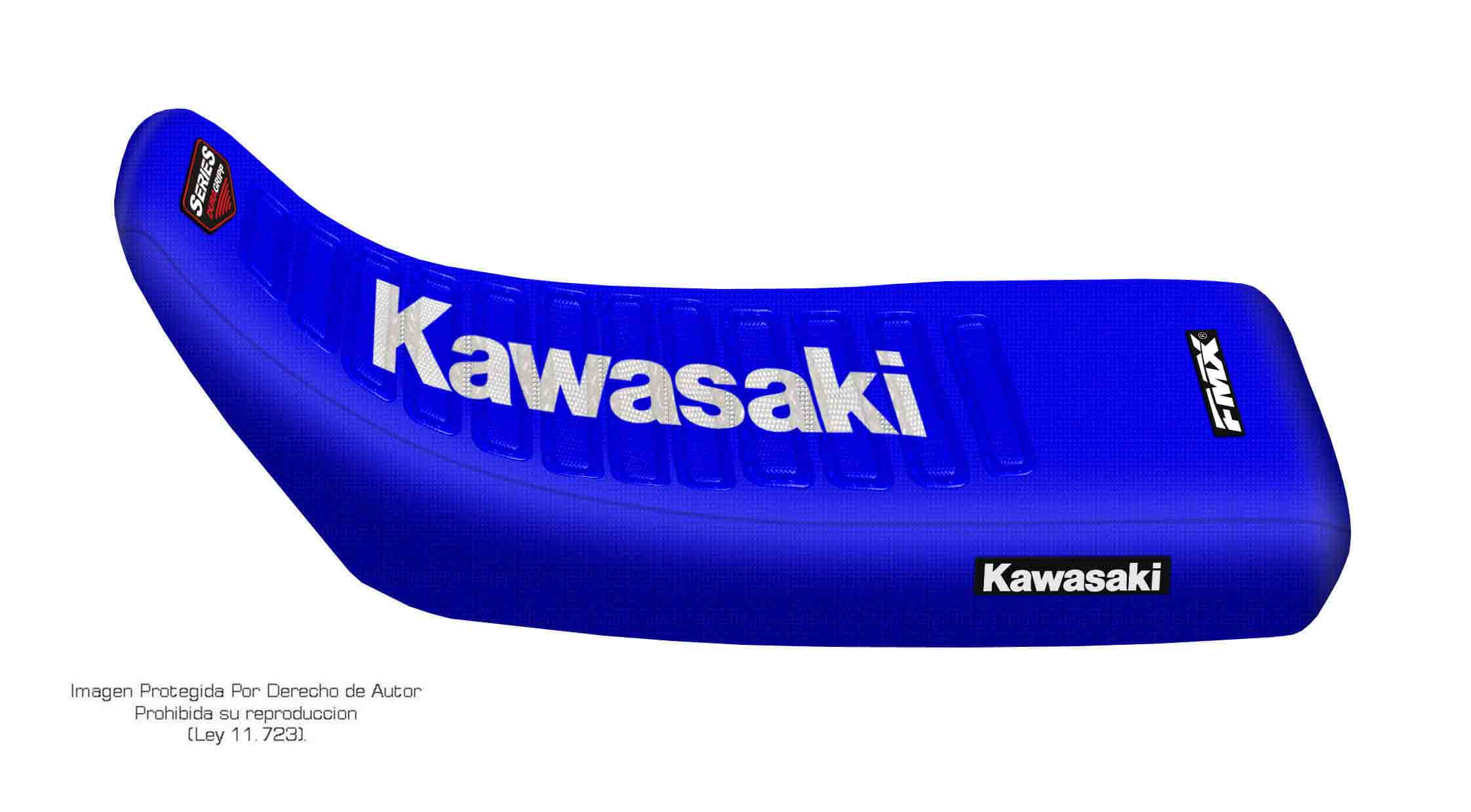Funda Asiento Kawasaki Kmx 125 - 86/02 Series. Es una obra de arte artesanal fabricada en Argentina, nuestros productos son de la mejor calidad.